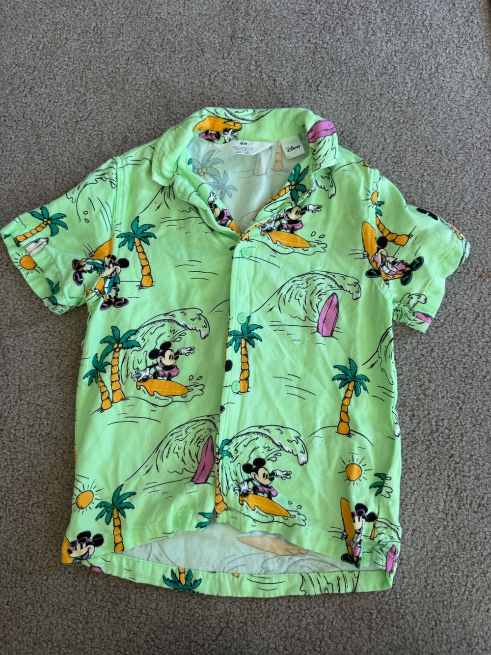 Mickey Mouse Surf Print Green‎ Baby Romper